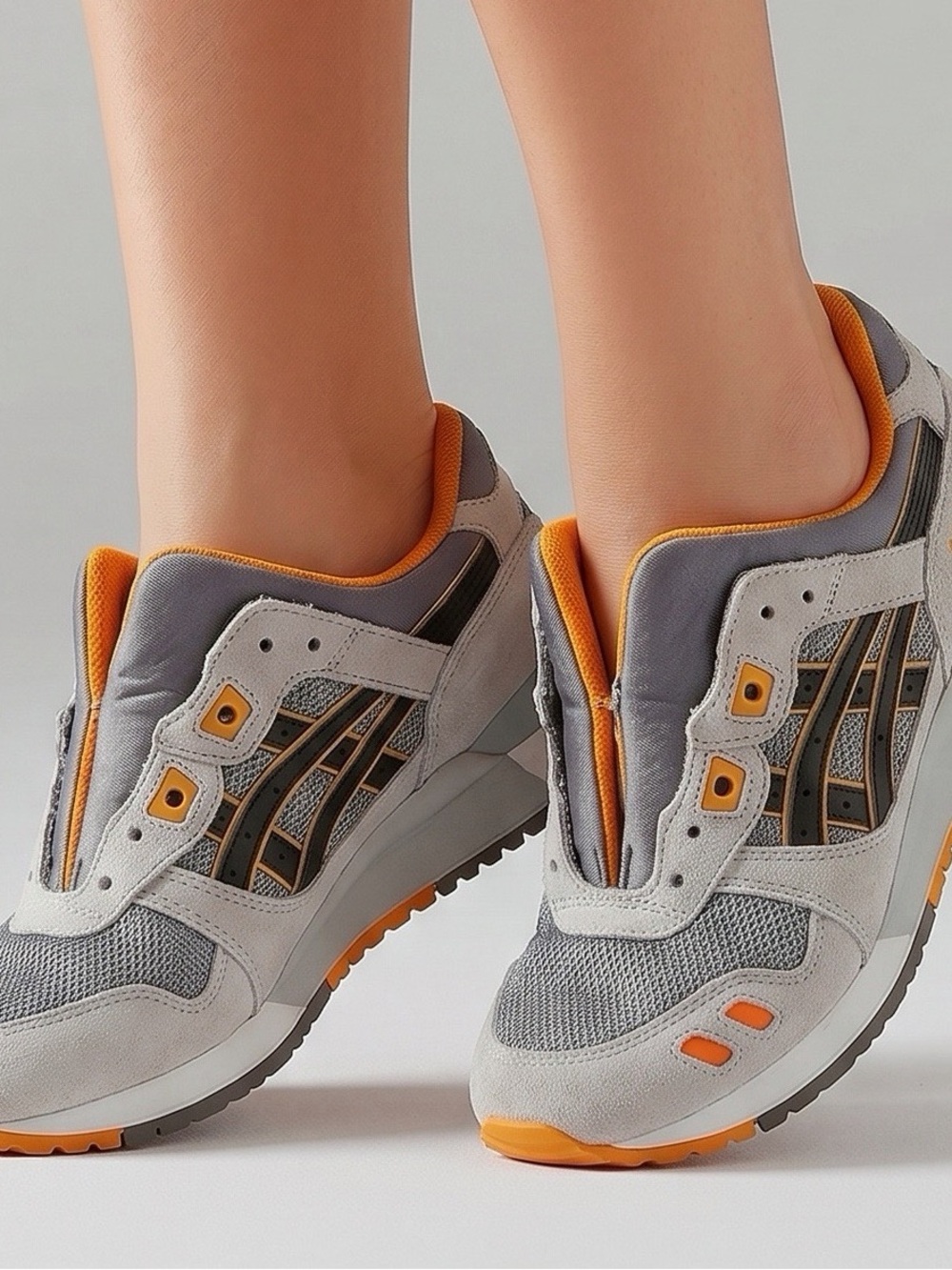 Asics Gray and Orange Kids Sneakers